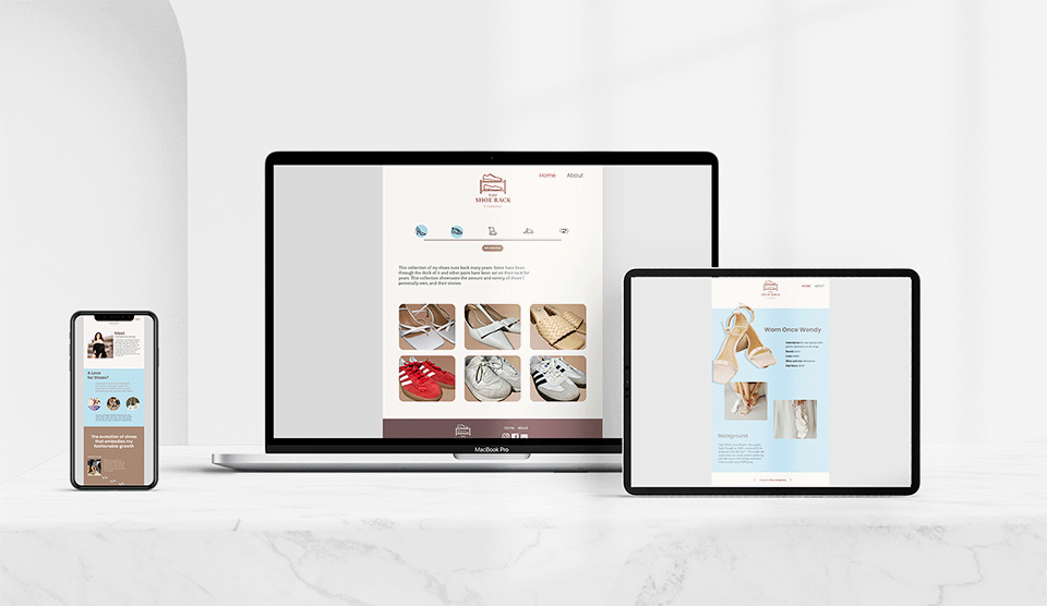 Image of Shoe Rack website in a device.